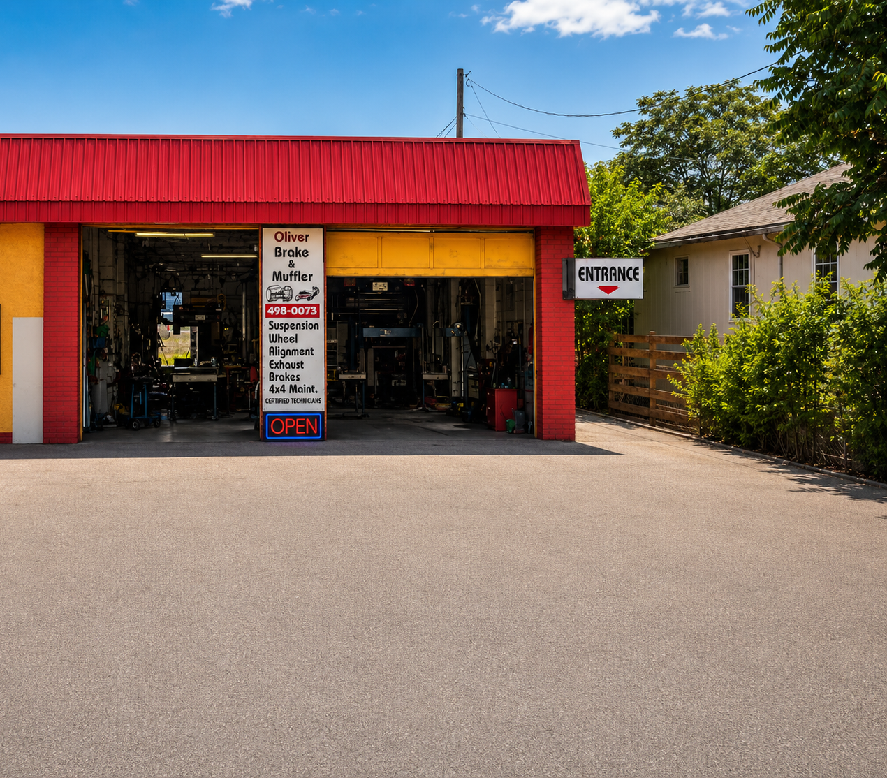 Oliver Brake & Muffler shop exterior on Main Street, Oliver BC